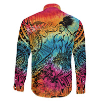 Beauty and The Warrior Polynesian Valentine Family Matching Mermaid Dress and Hawaiian Shirt Hibiscus FLowers Rainbow Style LT9 - Polynesian Pride