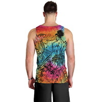Beauty and The Warrior Polynesian Valentine Men Tank Top Hibiscus FLowers Rainbow Style LT9 - Polynesian Pride