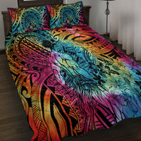 Beauty and The Warrior Polynesian Valentine Quilt Bed Set Hibiscus FLowers Rainbow Style LT9 - Polynesian Pride