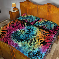 Beauty and The Warrior Polynesian Valentine Quilt Bed Set Hibiscus FLowers Rainbow Style LT9 - Polynesian Pride