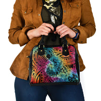 Beauty and The Warrior Polynesian Valentine Shoulder Handbag Hibiscus FLowers Rainbow Style LT9 - Polynesian Pride