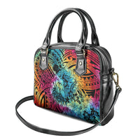 Beauty and The Warrior Polynesian Valentine Shoulder Handbag Hibiscus FLowers Rainbow Style LT9 - Polynesian Pride