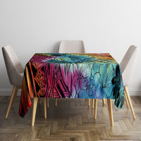 Beauty and The Warrior Polynesian Valentine Tablecloth Hibiscus FLowers Rainbow Style LT9 - Polynesian Pride