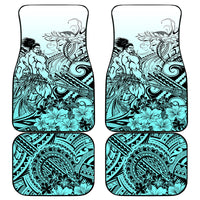 Beauty and The Warrior Polynesian Valentine Car Mats Hibiscus FLowers Turquoise Style LT9 Turquoise - Polynesian Pride