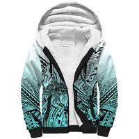 Beauty and The Warrior Polynesian Valentine Sherpa Hoodie Hibiscus FLowers Turquoise Style LT9 Unisex Turquoise - Polynesian Pride