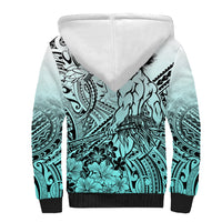 Beauty and The Warrior Polynesian Valentine Sherpa Hoodie Hibiscus FLowers Turquoise Style LT9 - Polynesian Pride