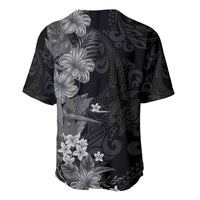 Hawaii Tropical Flowers Tribal Pattern Baseball Jersey Black Style LT9 - Polynesian Pride