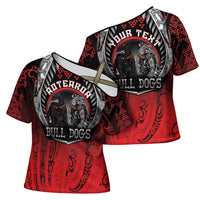 Aotearoa Bulldog Personalised Cross Shoulder Shirt Maori Kowhaiwhai Motif - Polynesian Pride