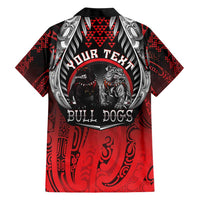 Aotearoa Bulldog Personalised Family Matching Short Sleeve Bodycon Dress and Hawaiian Shirt Maori Kowhaiwhai Motif