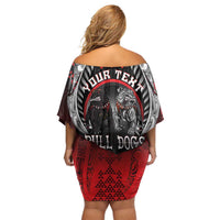 Aotearoa Bulldog Personalised Off Shoulder Short Dress Maori Kowhaiwhai Motif LT9 - Polynesian Pride