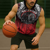 Aotearoa Bulldog Personalised Sleeveless Zip Hoodie Maori Kowhaiwhai Motif LT9