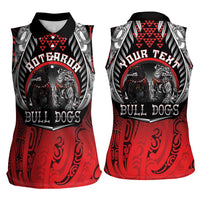 Aotearoa Bulldog Personalised Women Sleeveless Polo Shirt Maori Kowhaiwhai Motif
