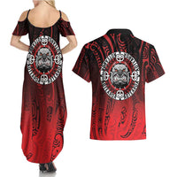 Aotearoa Bulldog Couples Matching Summer Maxi Dress and Hawaiian Shirt New Zealand Kowhaiwhai Tribal