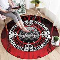 Aotearoa Bulldog Round Carpet New Zealand Kowhaiwhai Tribal