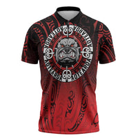 Aotearoa Bulldog Zipper Polo Shirt New Zealand Kowhaiwhai Tribal - Polynesian Pride