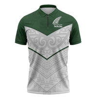 Custom New Zealand Maori Niho Taniwha Zipper Polo Shirt - Polynesian Pride