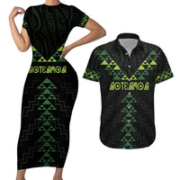 Custom New Zealand Maori Koru Koiri Motif Couples Matching Short Sleeve Bodycon Dress and Hawaiian Shirt