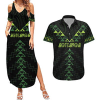 Custom New Zealand Maori Koru Koiri Motif Couples Matching Summer Maxi Dress and Hawaiian Shirt