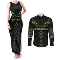 Custom New Zealand Maori Koru Koiri Motif Couples Matching Tank Maxi Dress and Long Sleeve Button Shirt