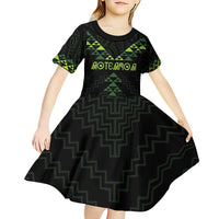 Custom New Zealand Maori Koru Koiri Motif Kid Short Sleeve Dress