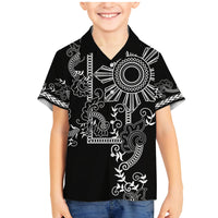 Filipino Sun Tribal Tattoo Family Matching Mermaid Dress and Hawaiian Shirt Philippines Inspired Barong Simple Black