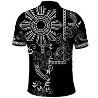 Filipino Sun Tribal Tattoo Polo Shirt Philippines Inspired Barong Simple Black