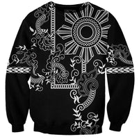 Filipino Sun Tribal Tattoo Sweatshirt Philippines Inspired Barong Simple Black