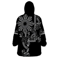 Filipino Sun Tribal Tattoo Wearable Blanket Hoodie Philippines Inspired Barong Simple Black