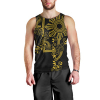 Filipino Sun Tribal Tattoo Men Tank Top Philippines Inspired Barong Simple Gold