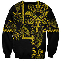 Filipino Sun Tribal Tattoo Sweatshirt Philippines Inspired Barong Simple Gold LT9 Unisex Gold - Polynesian Pride
