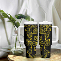 Filipino Sun Tribal Tattoo Tumbler With Handle Philippines Inspired Barong Simple Gold