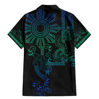 Filipino Sun Tribal Tattoo Family Matching Mermaid Dress and Hawaiian Shirt Philippines Inspired Barong Blue Art
