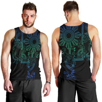 Filipino Sun Tribal Tattoo Men Tank Top Philippines Inspired Barong Blue Art