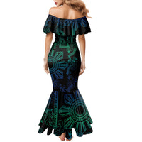 Filipino Sun Tribal Tattoo Mermaid Dress Philippines Inspired Barong Blue Art