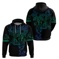 Filipino Sun Tribal Tattoo Zip Hoodie Philippines Inspired Barong Blue Art
