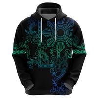 Filipino Sun Tribal Tattoo Zip Hoodie Philippines Inspired Barong Blue Art