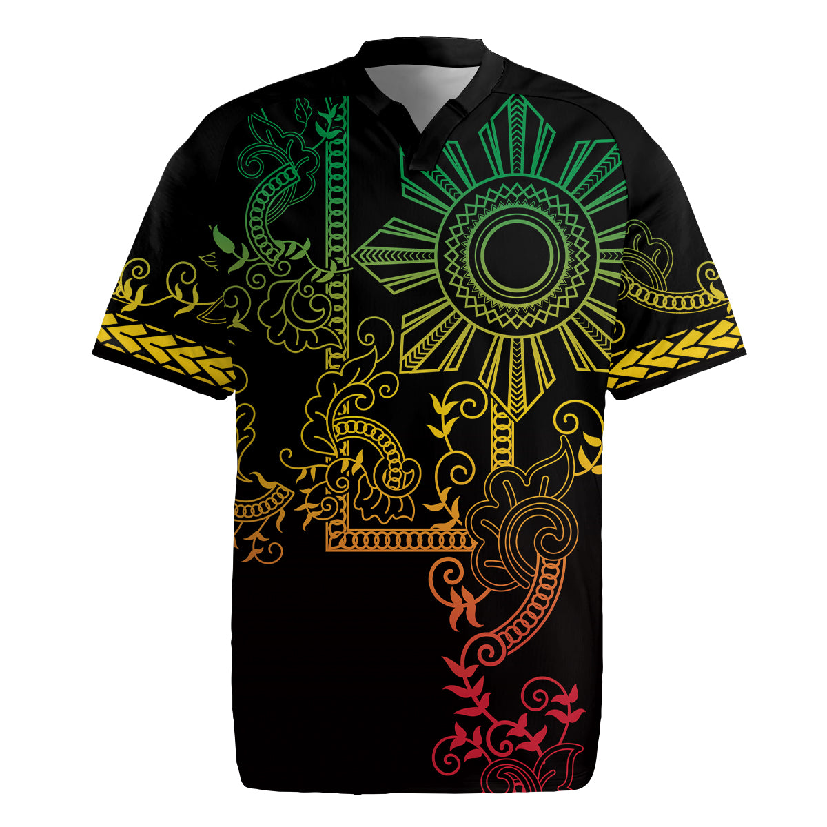 Filipino Sun Tribal Tattoo Rugby Jersey Philippines Inspired Barong Reggae Art