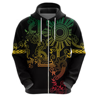 Filipino Sun Tribal Tattoo Zip Hoodie Philippines Inspired Barong Reggae Art