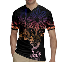 Filipino Sun Tribal Tattoo Rugby Jersey Philippines Inspired Barong Pink Art