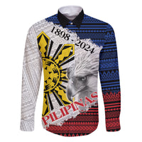 Philippines 126th Independence Day Family Matching Long Sleeve Bodycon Dress and Hawaiian Shirt Pilipinas Hunyo 12 Maligayang Araw ng Kalayaan LT9 Dad's Shirt - Long Sleeve White - Polynesian Pride