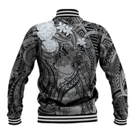 Pacific Beauty Girl Baseball Jacket Black Polyneisan Tribal Vintage Motif