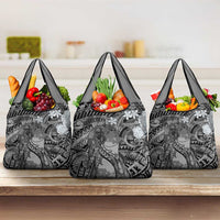 Pacific Beauty Girl Grocery Bag Black Polyneisan Tribal Vintage Motif