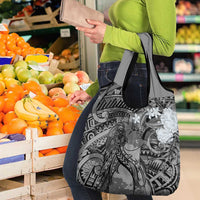 Pacific Beauty Girl Grocery Bag Black Polyneisan Tribal Vintage Motif