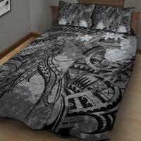 Pacific Beauty Girl Quilt Bed Set Black Polyneisan Tribal Vintage Motif