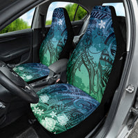 Pacific Beauty Girl Car Seat Cover Blue Polyneisan Tribal Vintage Motif