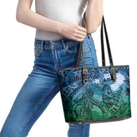 Pacific Beauty Girl Leather Tote Bag Blue Polyneisan Tribal Vintage Motif LT9 - Polynesian Pride