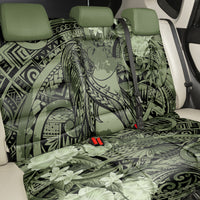 Pacific Beauty Girl Back Car Seat Cover Green Polyneisan Tribal Vintage Motif