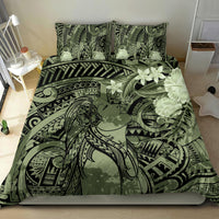 Pacific Beauty Girl Bedding Set Green Polyneisan Tribal Vintage Motif
