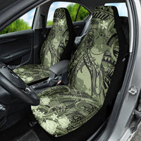 Pacific Beauty Girl Car Seat Cover Green Polyneisan Tribal Vintage Motif