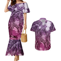 Pacific Beauty Girl Couples Matching Mermaid Dress and Hawaiian Shirt Pink Polyneisan Tribal Vintage Motif LT9 Pink - Polynesian Pride
